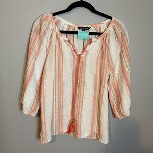 Unique Spectrum Blush and Cream Striped Blouse